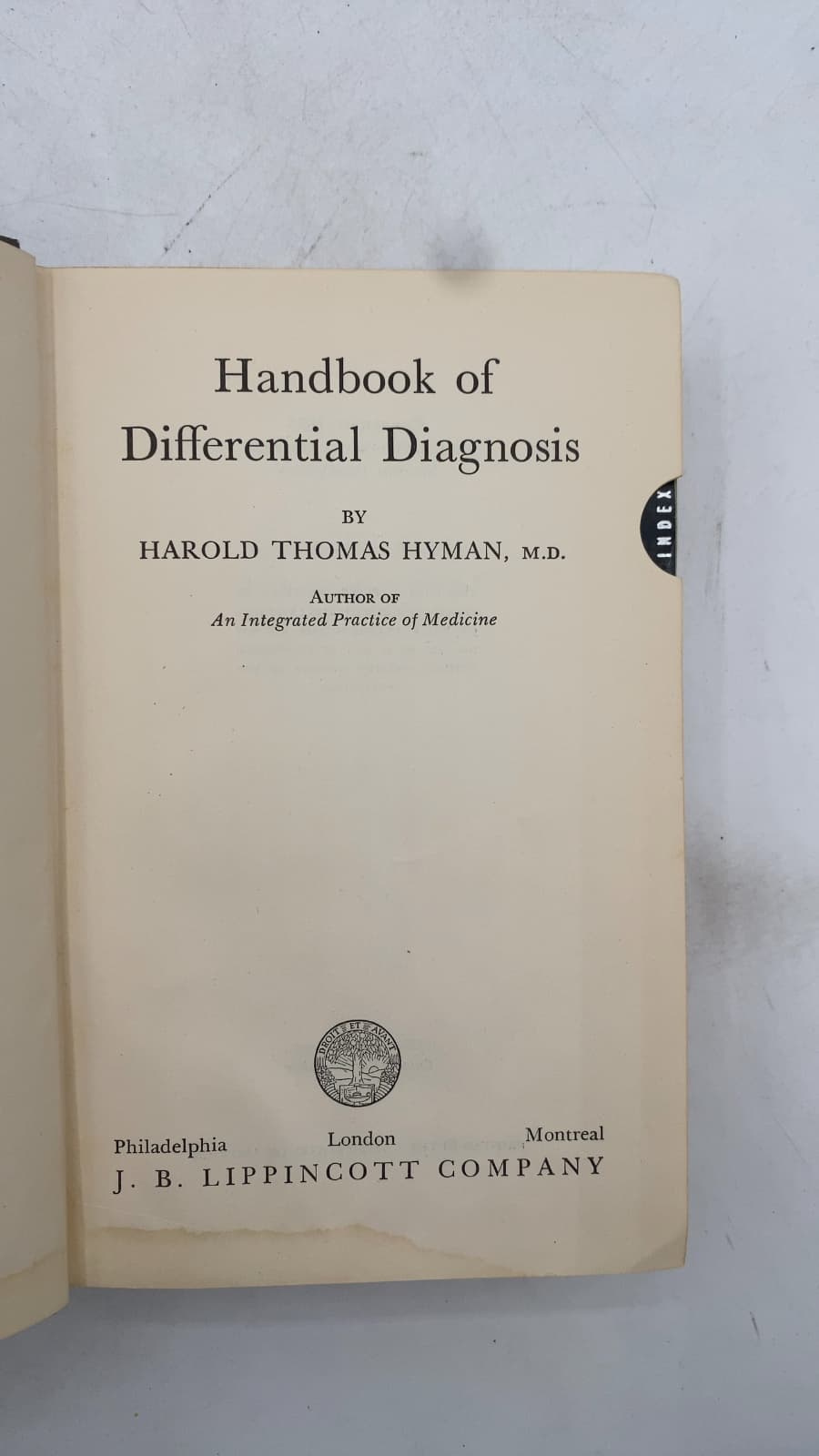 Handbook of Differential Diagnosis by Harold Thomas Hyman, M.D. - title page
