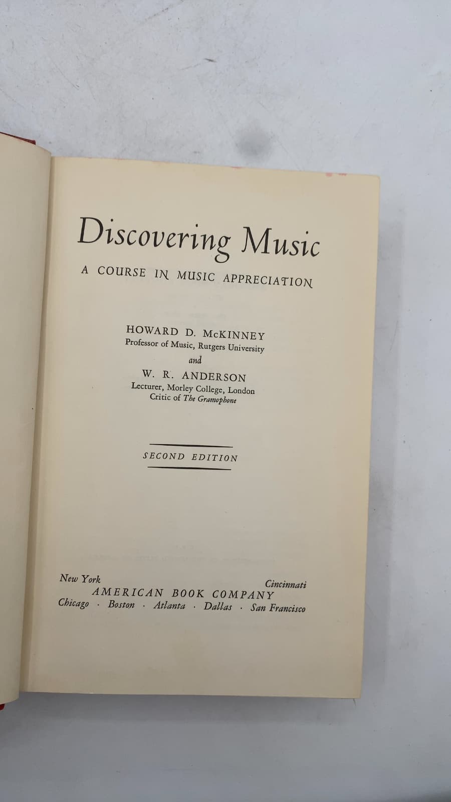 Discovering Music: A Course in Music Appreciation by Howard D. McKinney and W. R. Anderson - title page