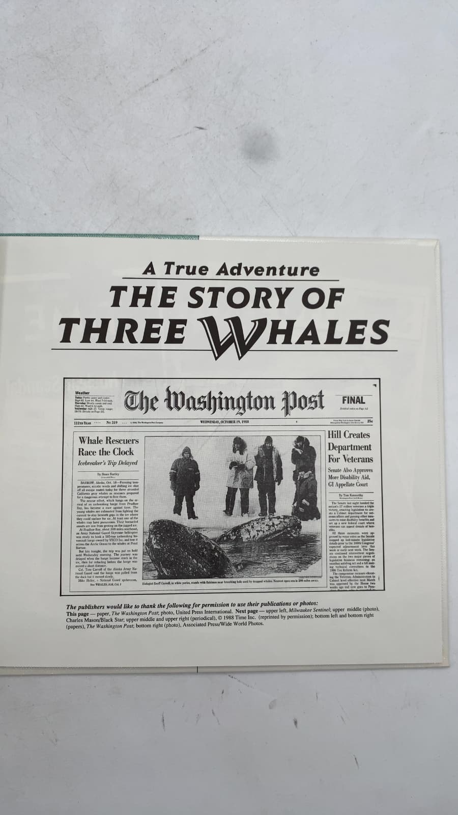 A True Adventure: The Story of Three Whales by Giles Whittell - title page