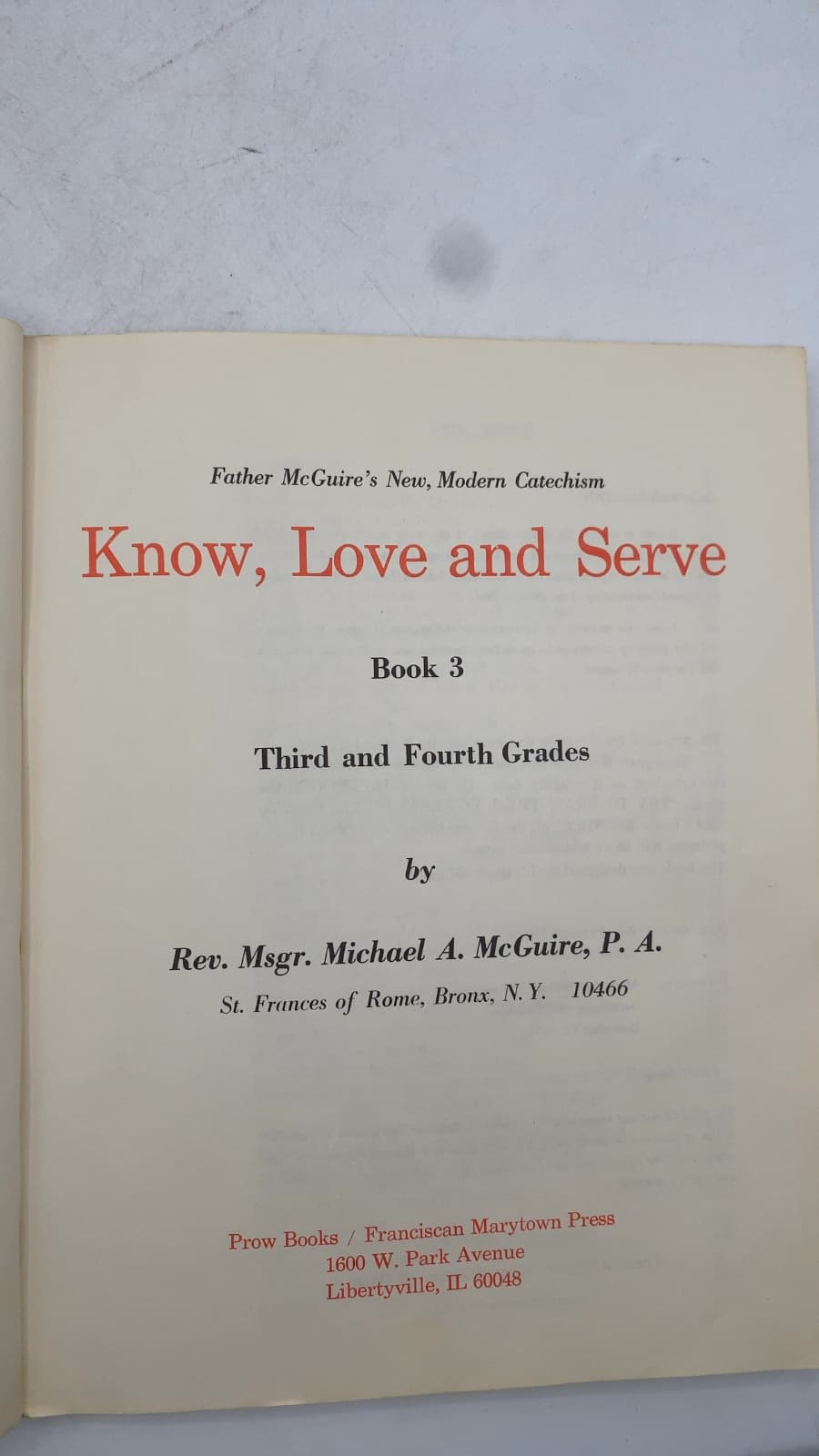 Know, Love and Serve: Book 3 by Rev. Msgr. Michael A. McGuire, P. A. - title page