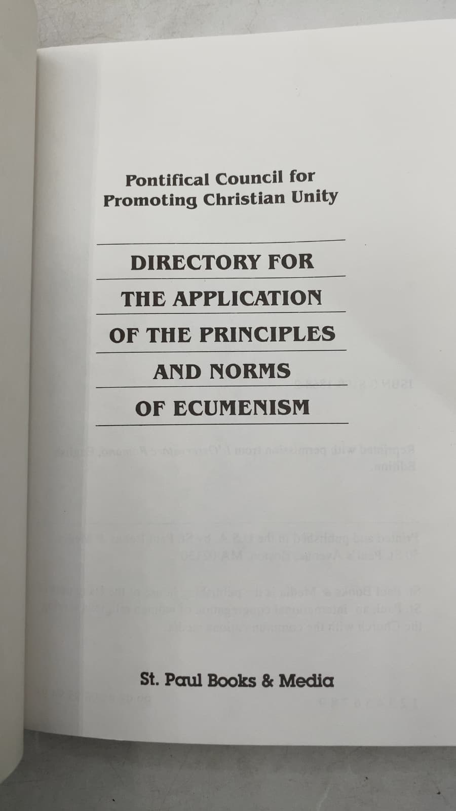 Directory for the Application of the Principles and Norms of Ecumenism by Pontifical Council for Promoting Christian Unity - title page