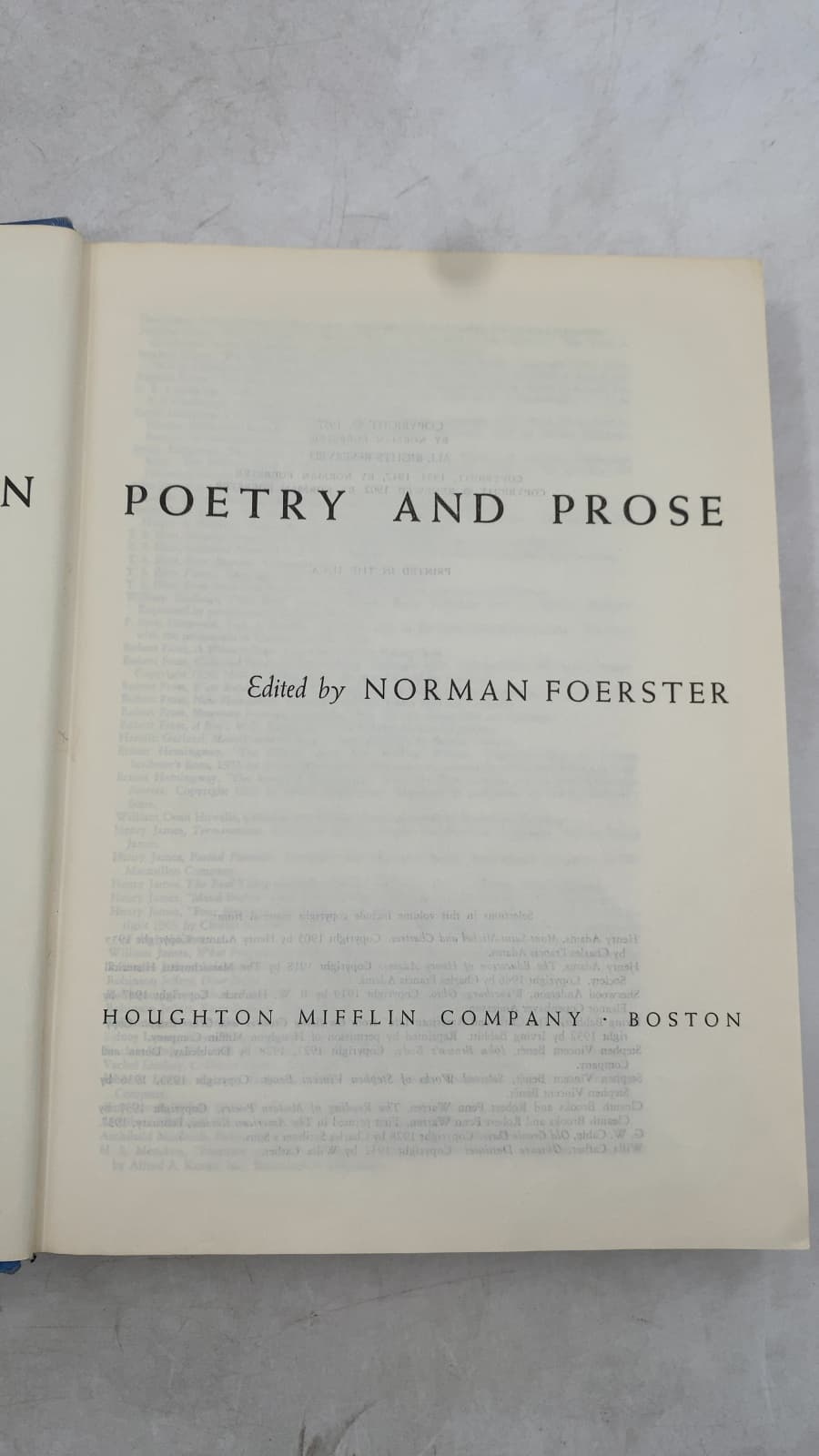 American Poetry and Prose, Part Two by Norman Foerster - title page