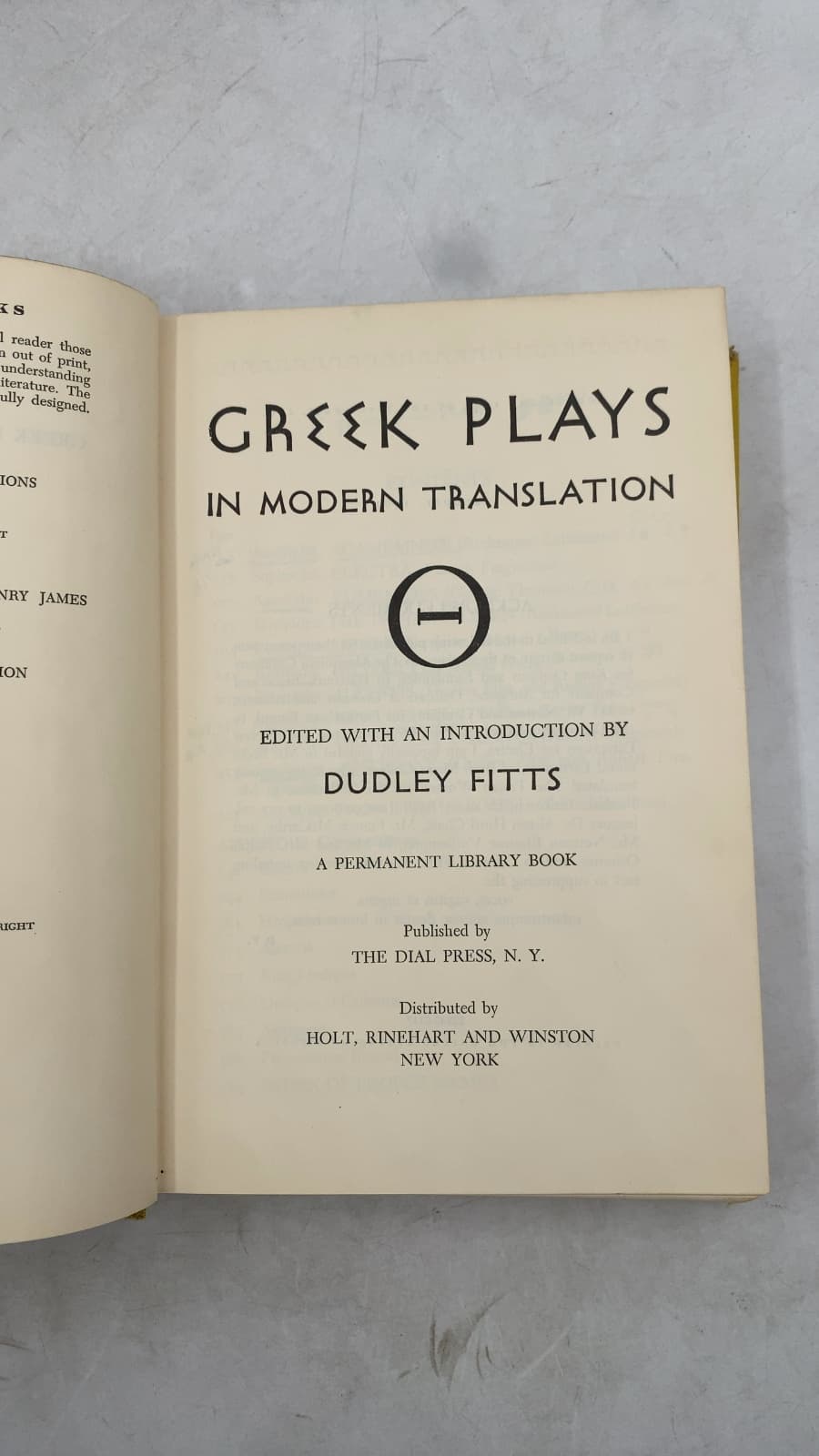 Greek Plays in Modern Translation by Dudley Fitts - title page