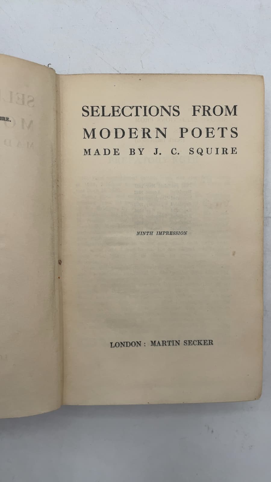 Selections from Modern Poets by J. C. Squire - title page