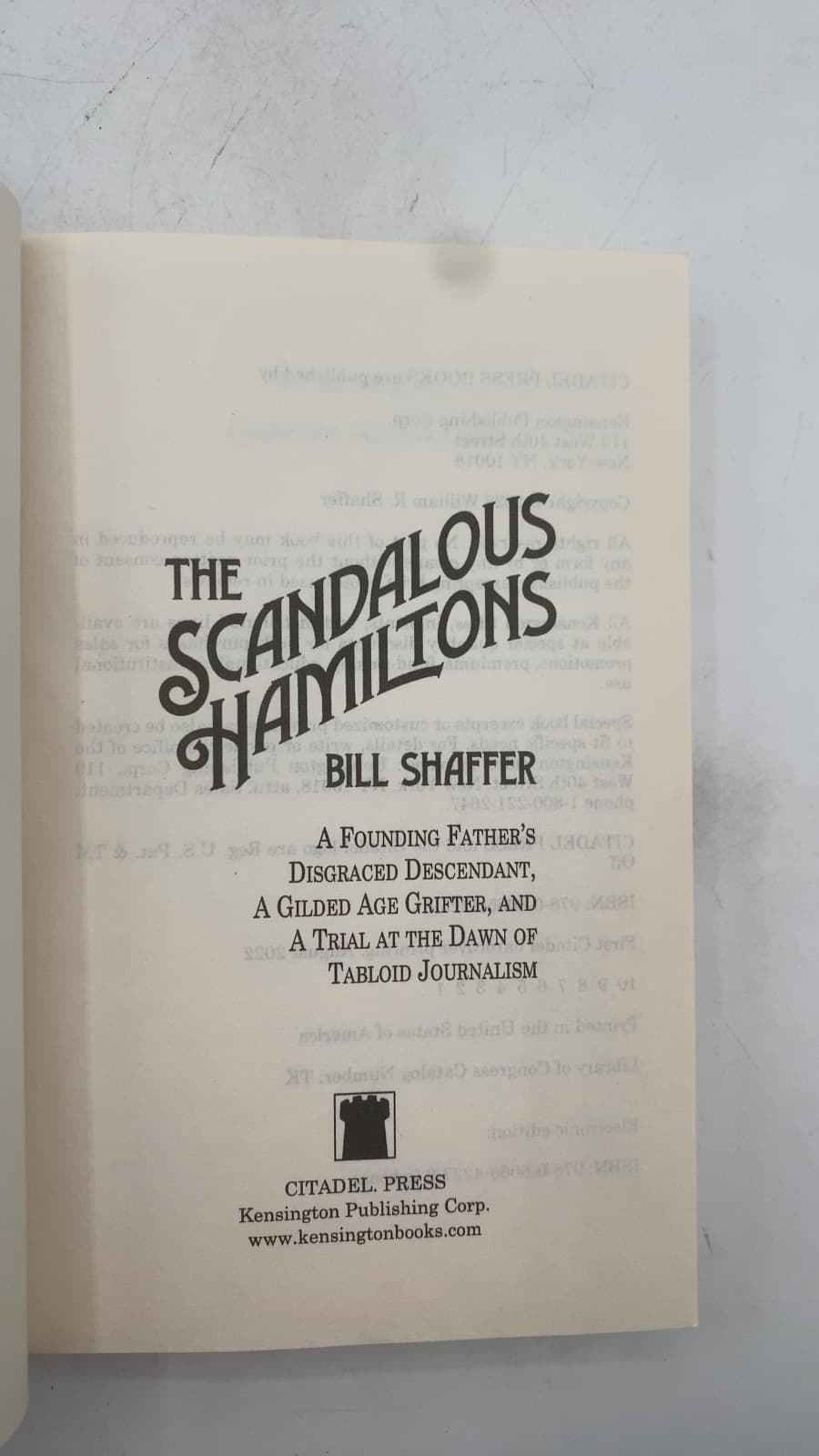 The Scandalous Hamiltons by Bill Shaffer - title page