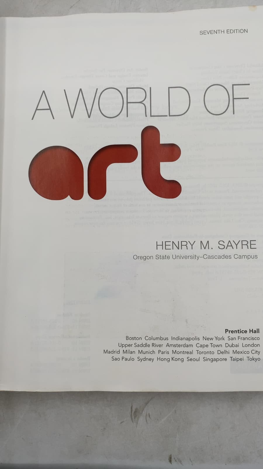 A World of Art by Henry M. Sayre - title page