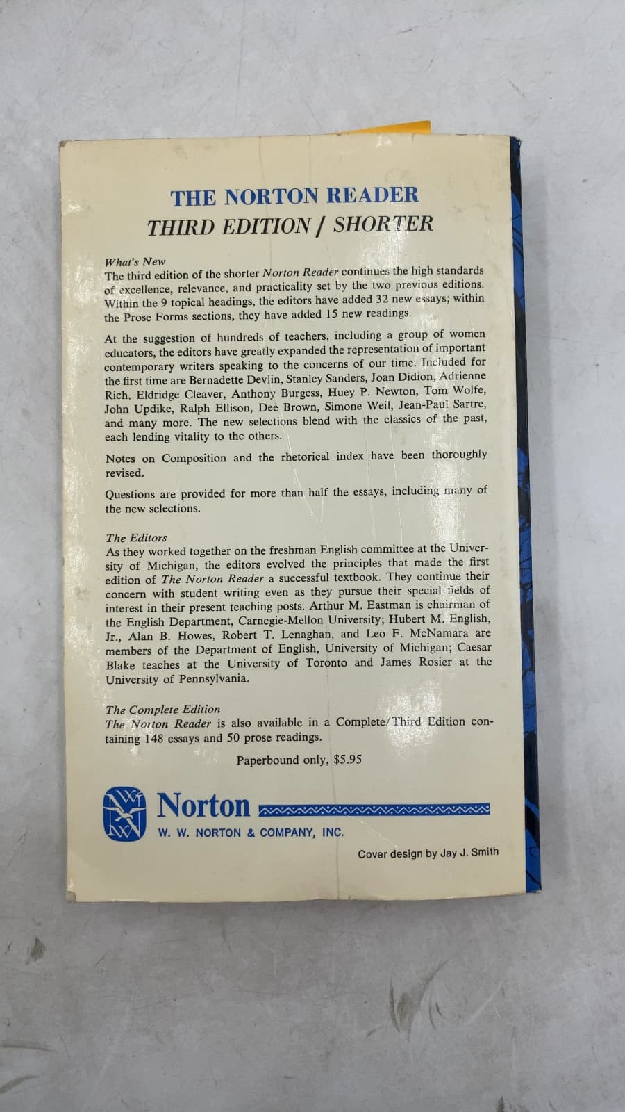 The Norton Reader: An Anthology of Expository Prose by Arthur M. Eastman, Caesar R. Blake, Hubert M. English, Jr., Alan B. Howes, Robert T. Lenaghan, Leo F. McNamara, James Rosier - additional view