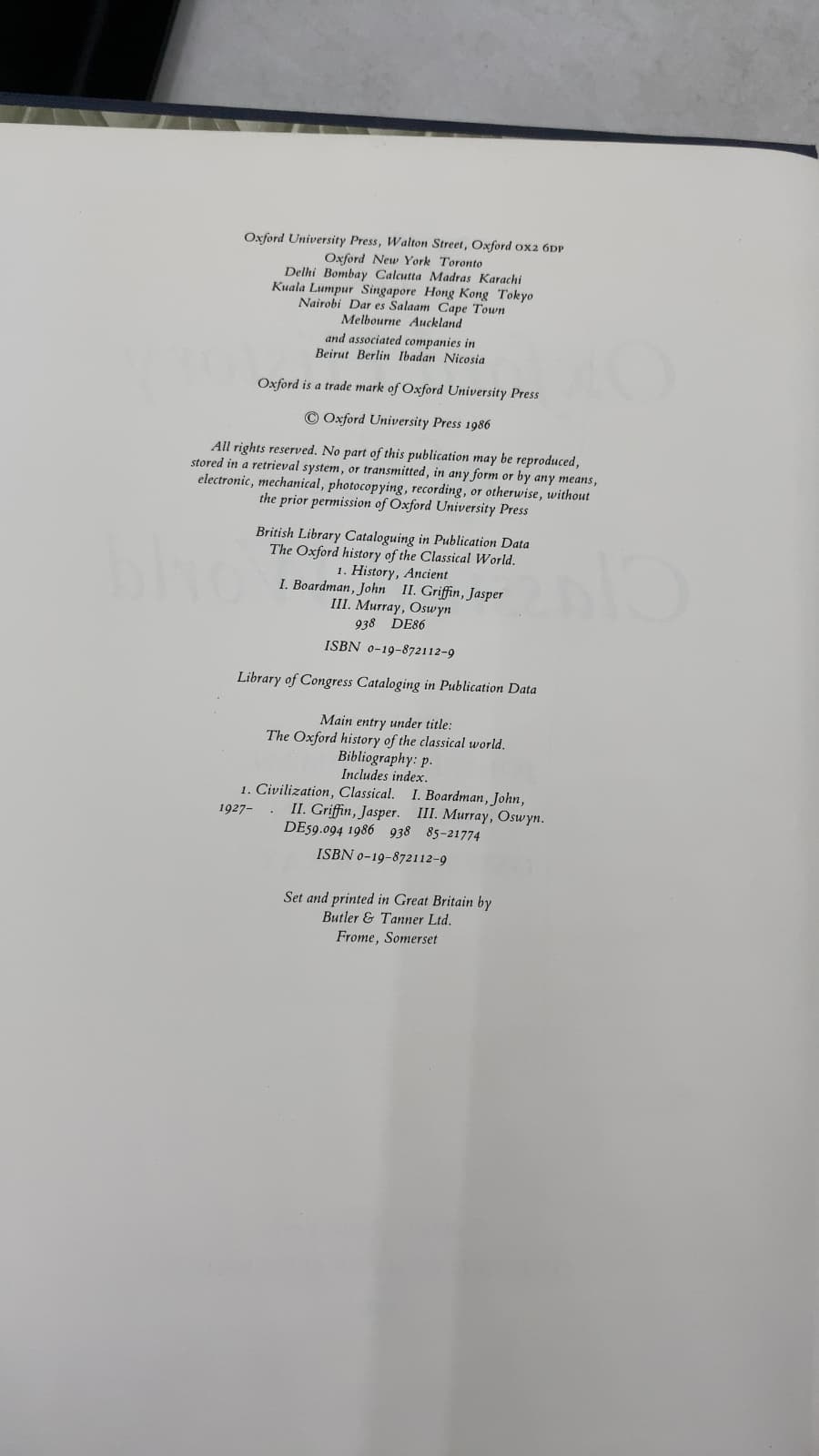 The Oxford History of the Classical World by John Boardman, Jasper Griffin, and Oswyn Murray (Editors) - additional view