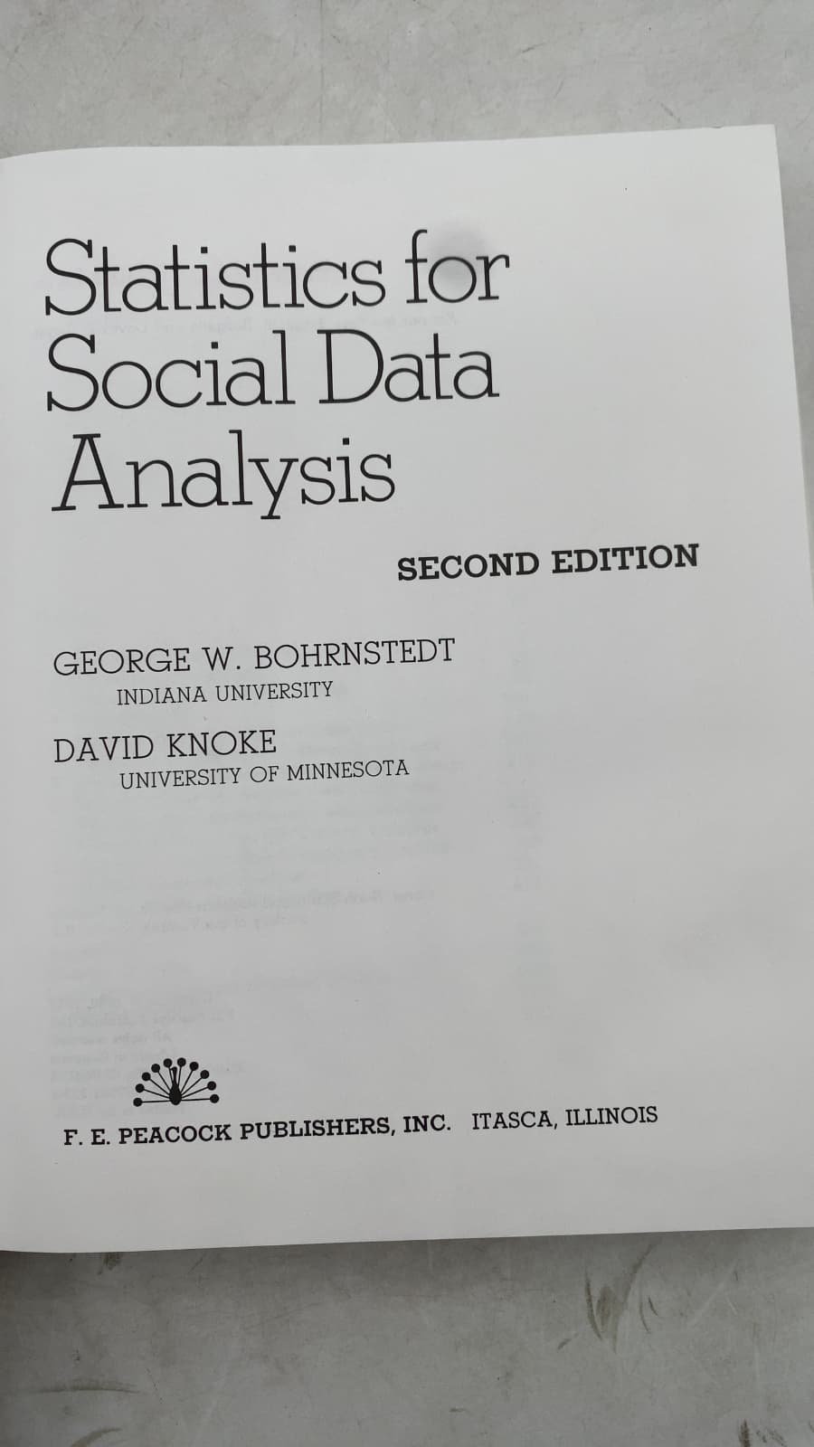 Statistics for Social Data Analysis by George W. Bohrnstedt and David Knoke - title page