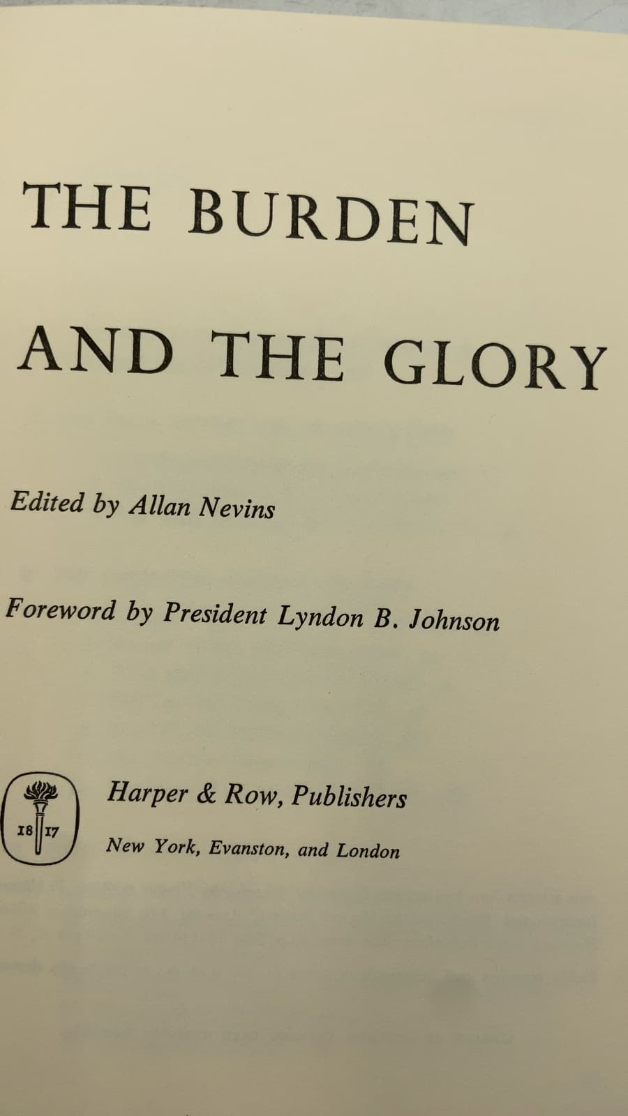 The Burden and the Glory by John F. Kennedy (Edited by Allan Nevins) - title page