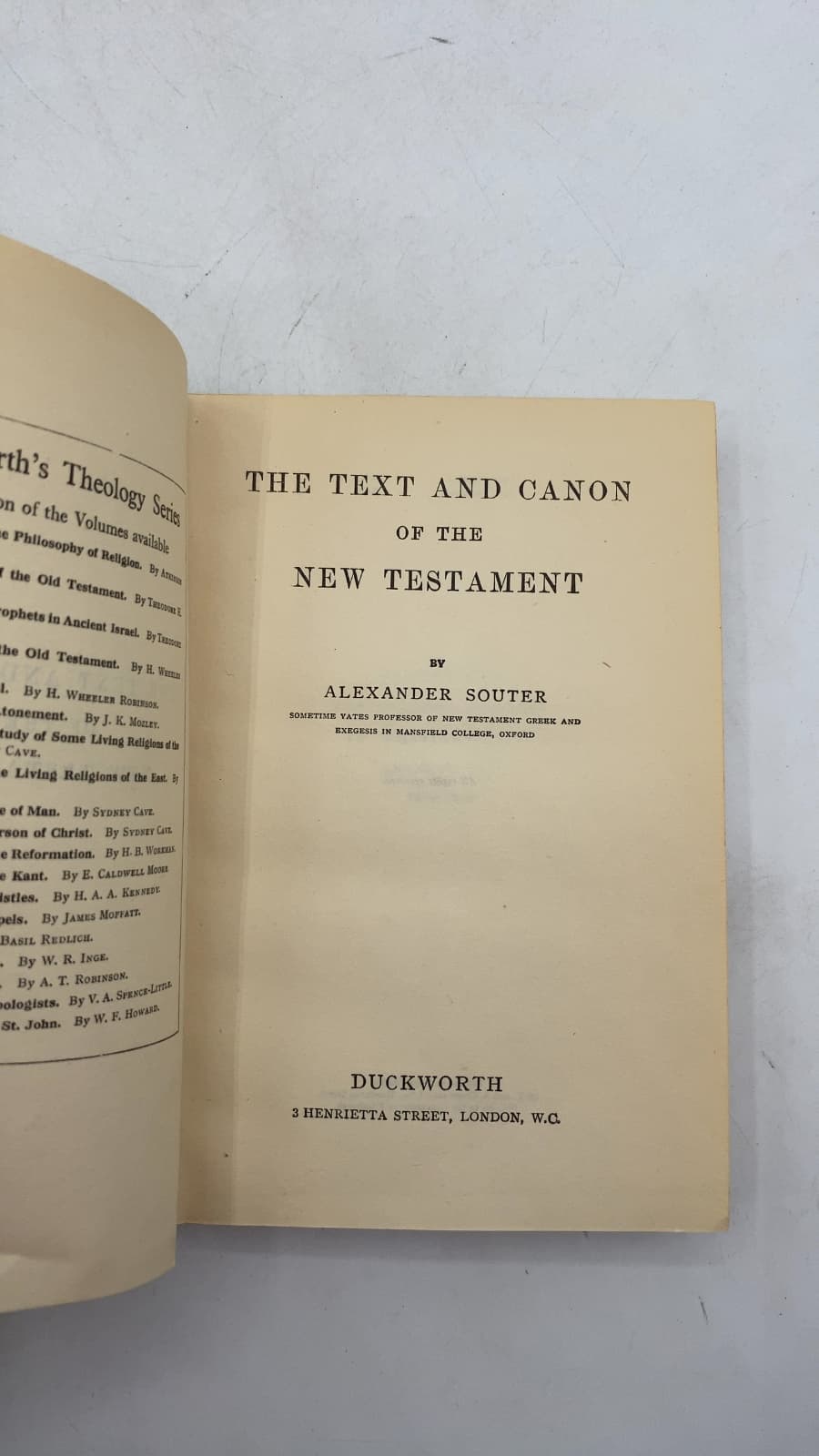 The Text and Canon of the New Testament by Alexander Souter - title page