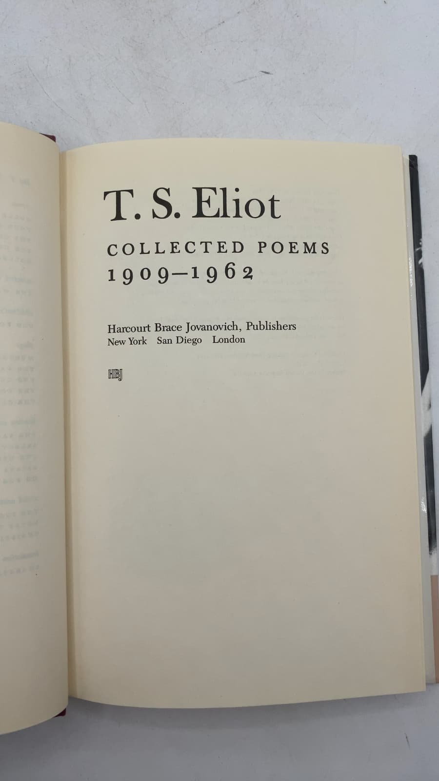 Collected Poems 1909-1962 by T. S. Eliot - title page