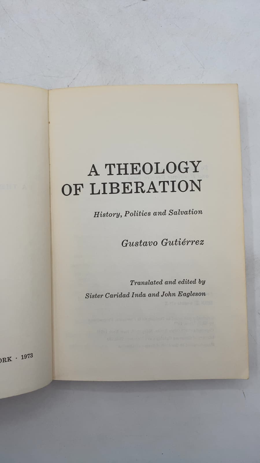 A Theology of Liberation: History, Politics and Salvation by Gustavo Gutiérrez - title page