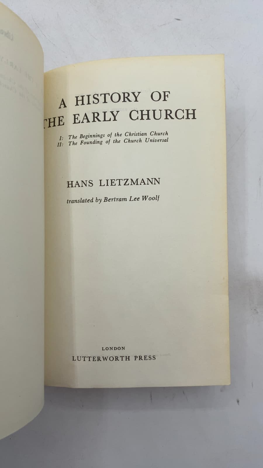 A History of the Early Church by Hans Lietzmann - title page