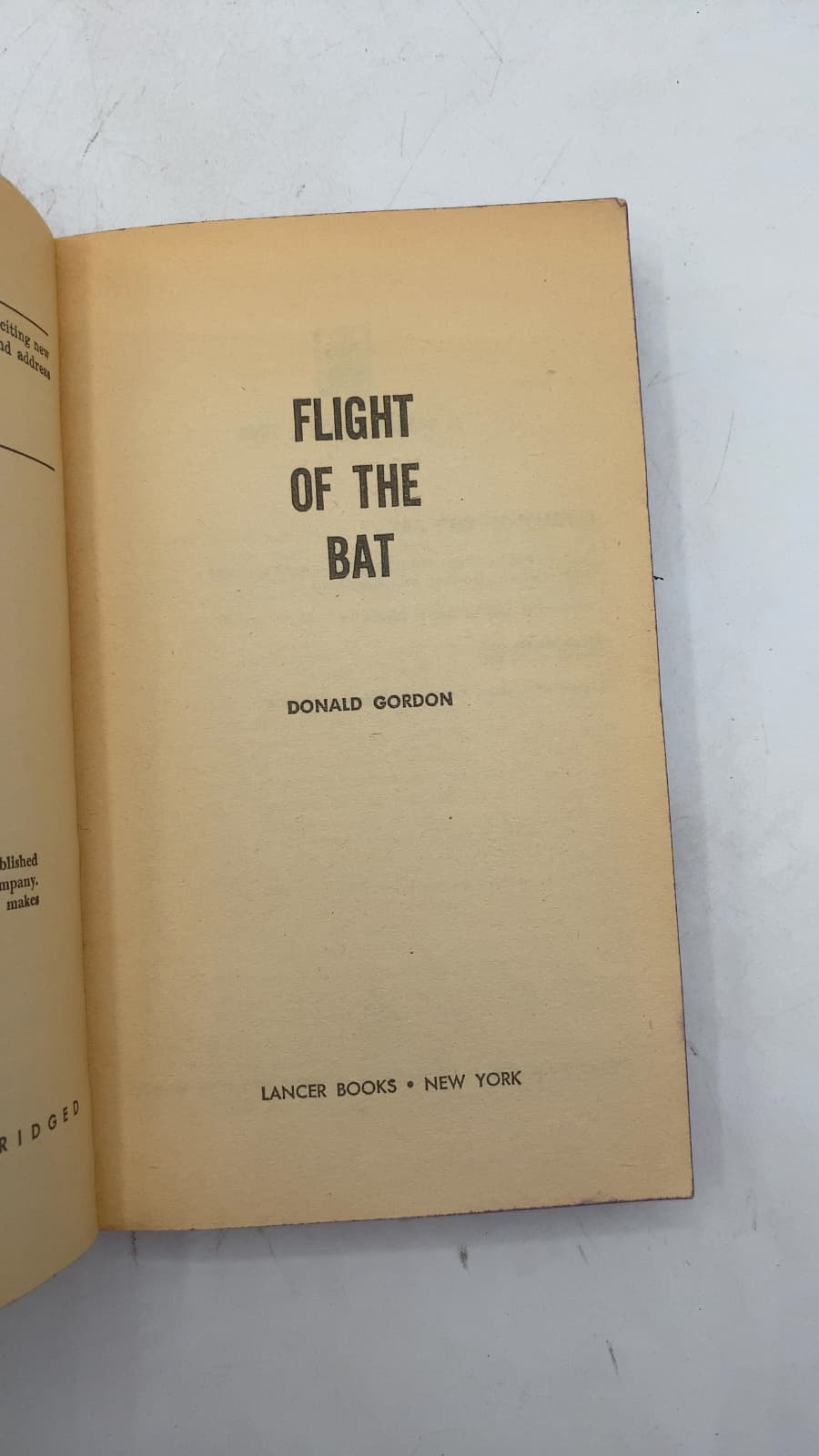 Flight OF THE BAT by Donald Gordon - title page