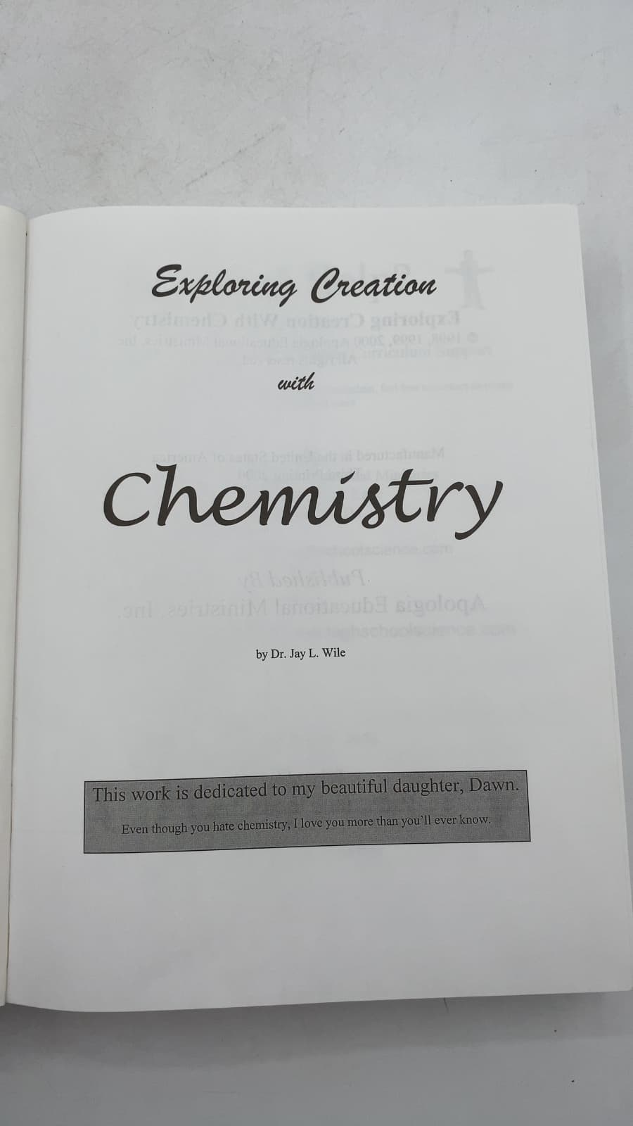Exploring Creation With Chemistry by Dr. Jay L. Wile - title page