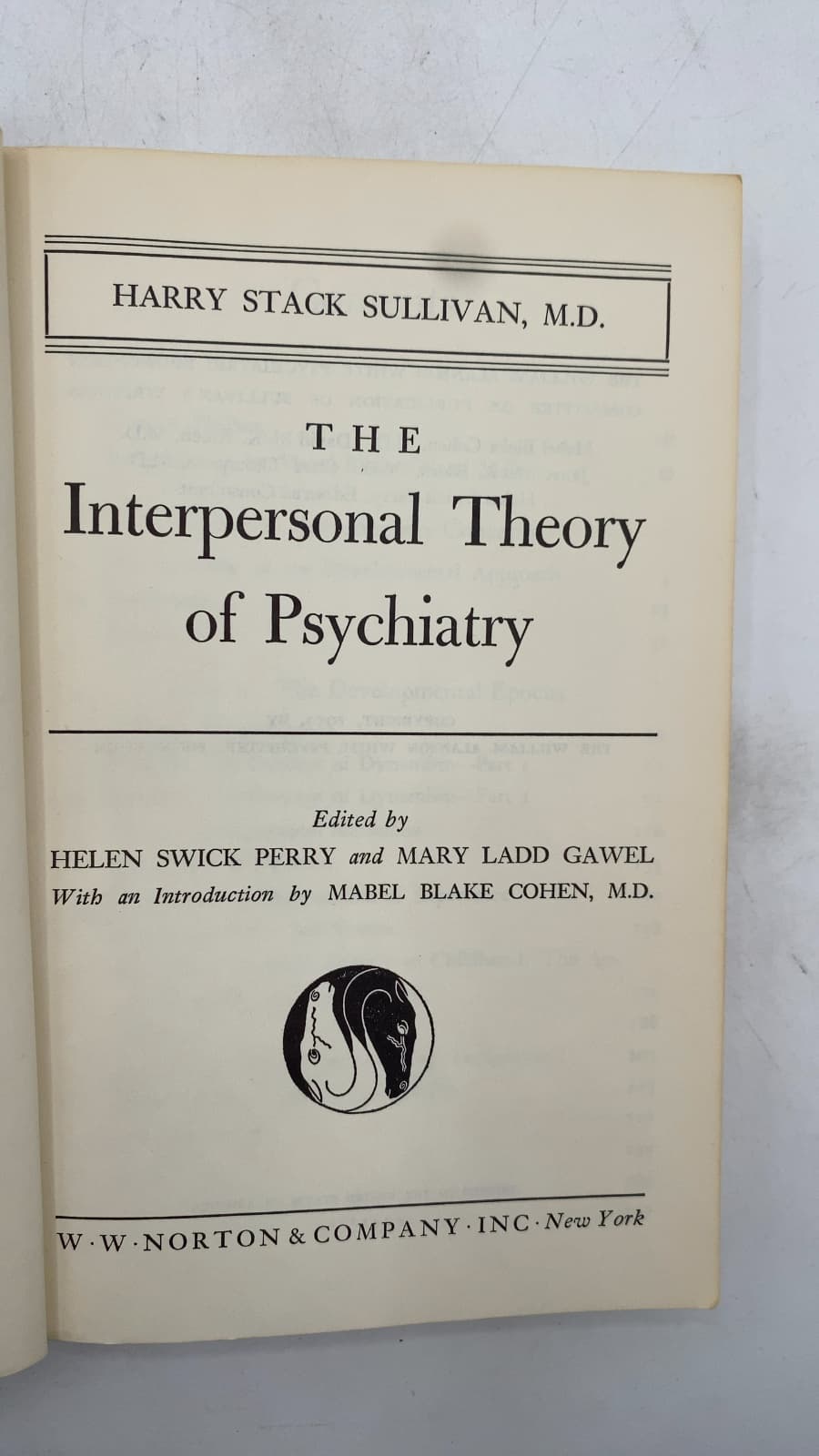 The Interpersonal Theory of Psychiatry by Harry Stack Sullivan, M.D. - title page