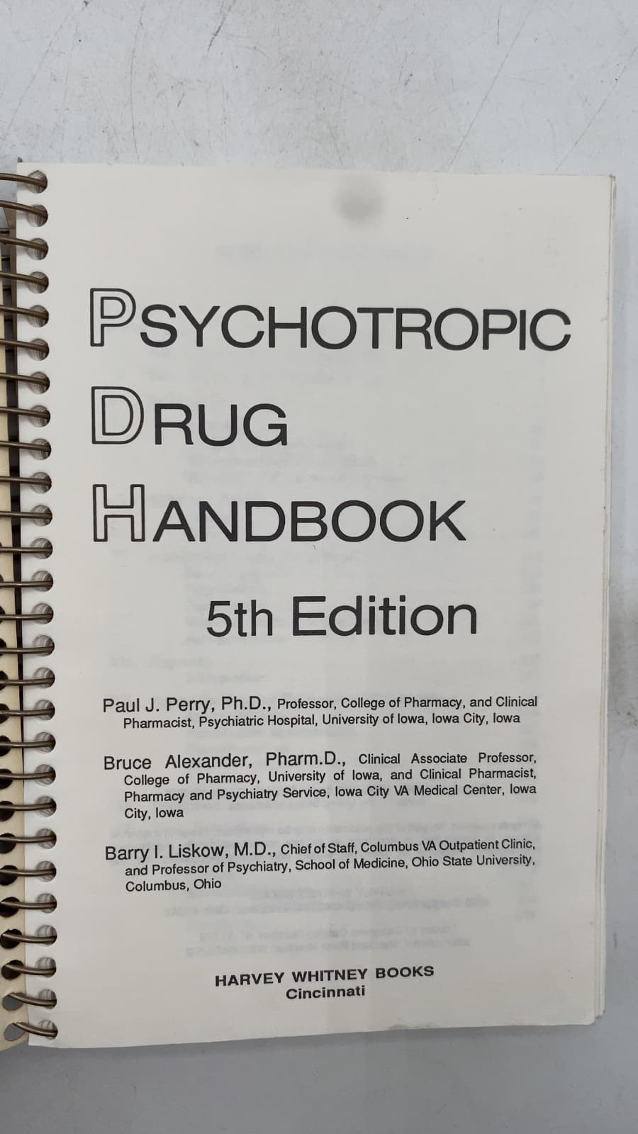 Psychotropic Drug Handbook, 5th Edition by Paul J. Perry, Bruce Alexander, Barry I. Liskow - title page