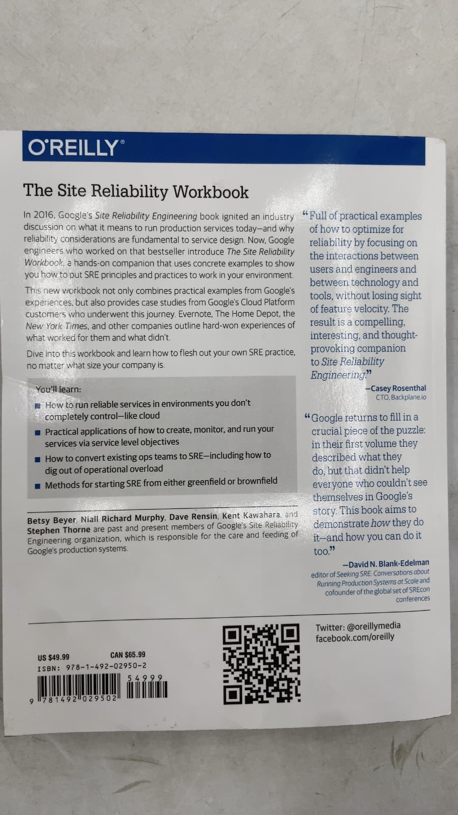 The Site Reliability Workbook by Betsy Beyer, Niall Richard Murphy, David K. Rensin, Kent Kawahara, and Stephen Thorne - additional view
