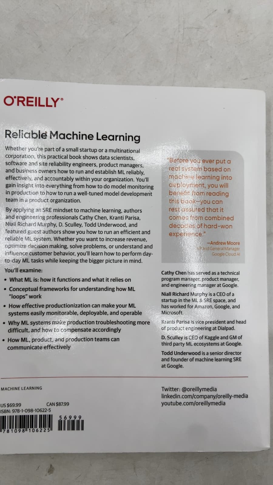 Reliable Machine Learning: Applying SRE Principles to ML in Production by Cathy Chen, Niall Richard Murphy, Kranti Parisa, D. Sculley, and Todd Underwood - additional view