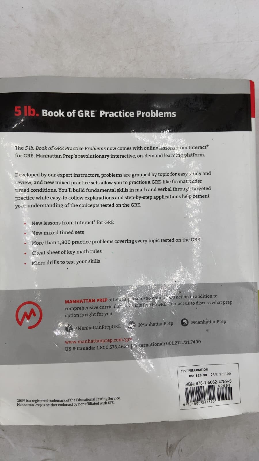 5 lb. Book of GRE Practice Problems, Third Edition - additional view