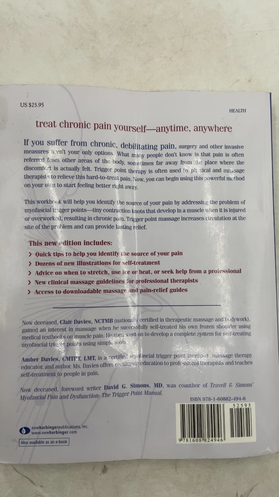The Trigger Point Therapy Workbook: Your Self-Treatment Guide for Pain Relief, Third Edition by Clair Davies, NCTMB and Amber Davies, CMTPT, LMT - additional view