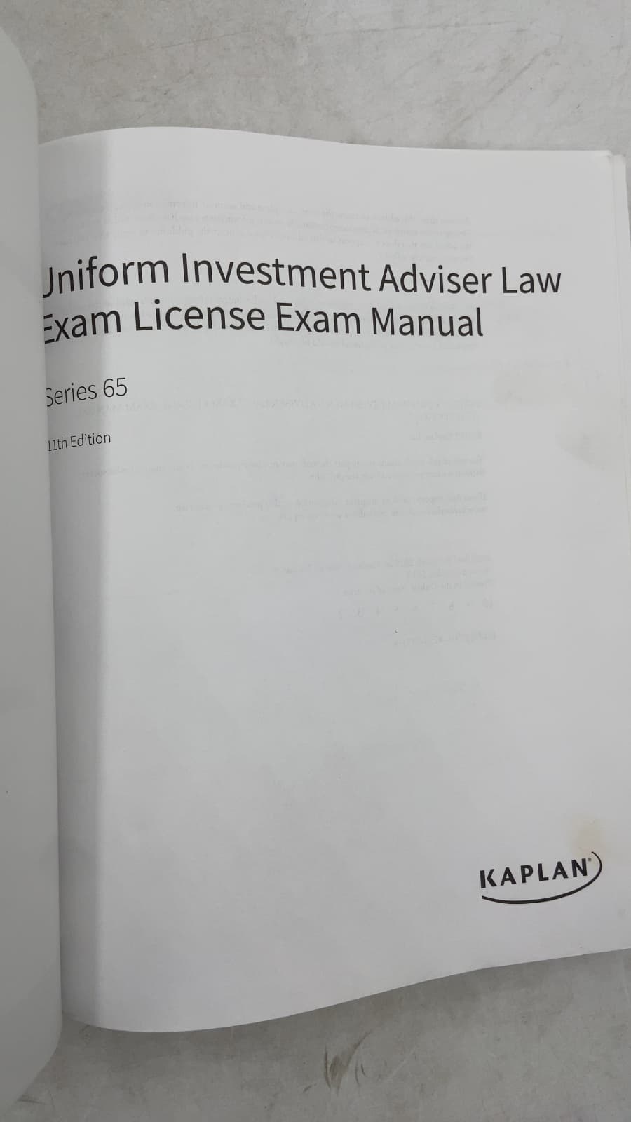 Uniform Investment Adviser Law Exam License Exam Manual - title page
