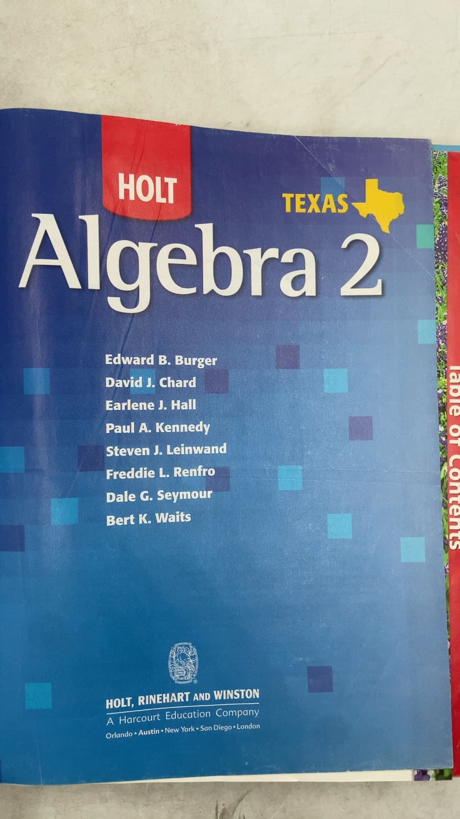 Algebra 2 (Texas Edition) by Edward B. Burger, David J. Chard, Earlene J. Hall, Paul A. Kennedy, Steven J. Leinwand, Freddie L. Renfro, Dale G. Seymour, Bert K. Waits - title page