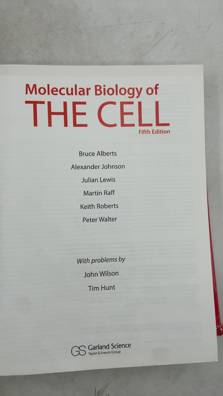 Molecular Biology of the Cell, Fifth Edition by Bruce Alberts, Alexander Johnson, Julian Lewis, Martin Raff, Keith Roberts, Peter Walter - title page