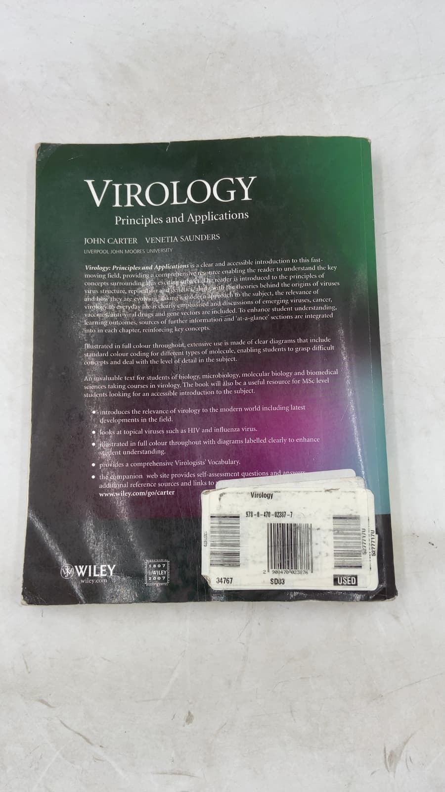 Virology: Principles and Applications by John B. Carter and Venetia A. Saunders - additional view