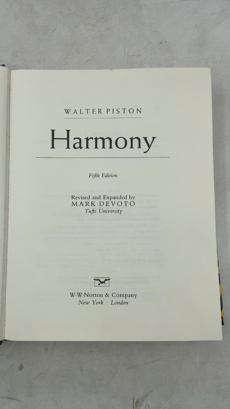 Harmony by Walter Piston, revised by Mark DeVoto - title page