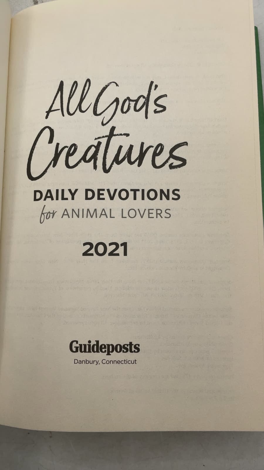 All God's Creatures: Daily Devotions for Animal Lovers 2021 - title page