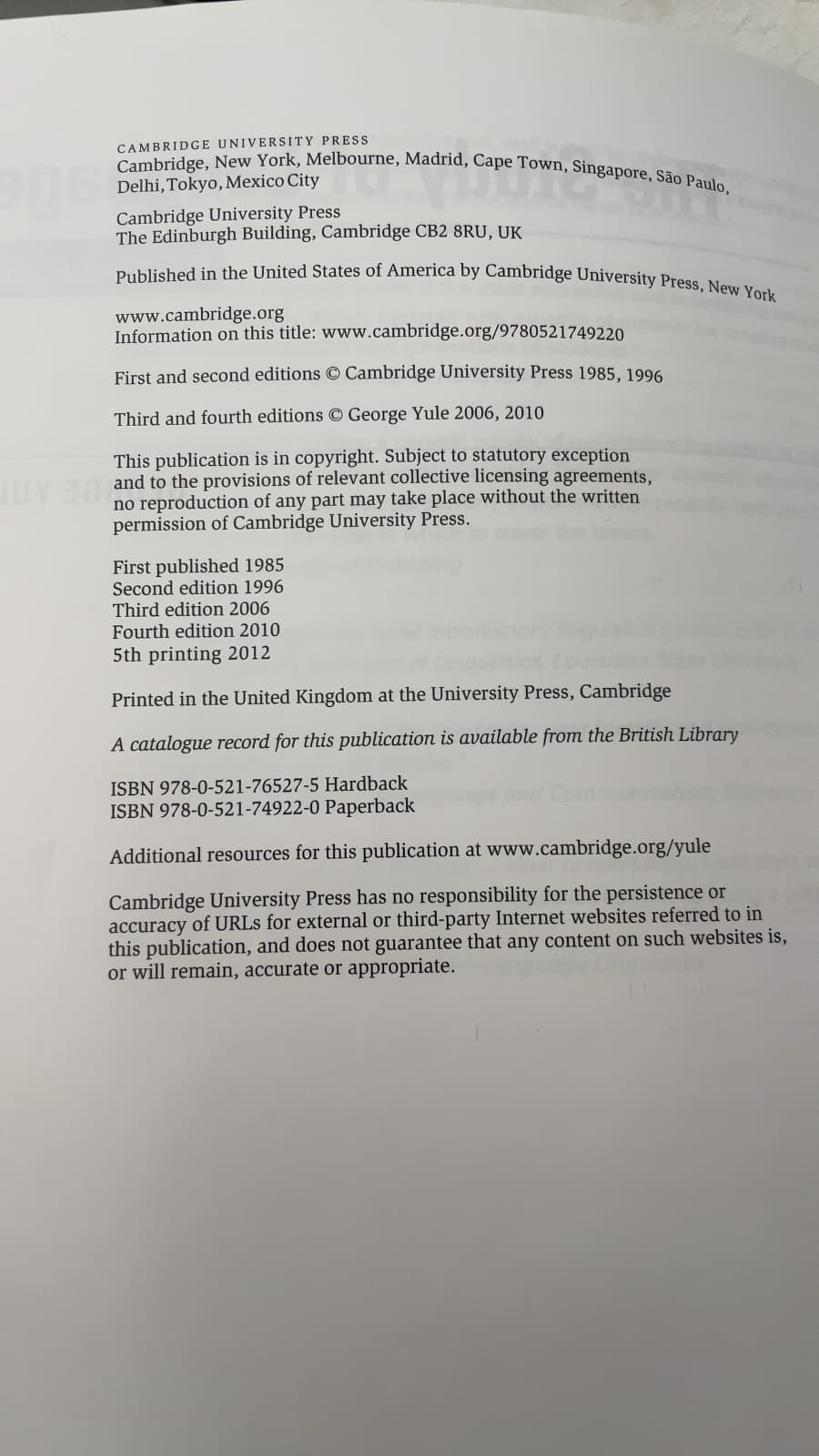 The Study of Language by George Yule - additional view