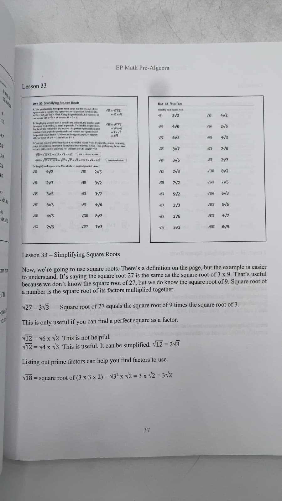 EP Math Pre-Algebra Parent's Guide by Lee Giles - additional view