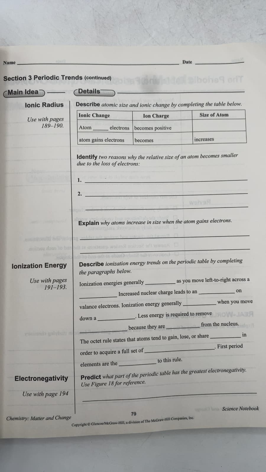Science Notebook: Chemistry Matter and Change by Douglas Fisher - additional view
