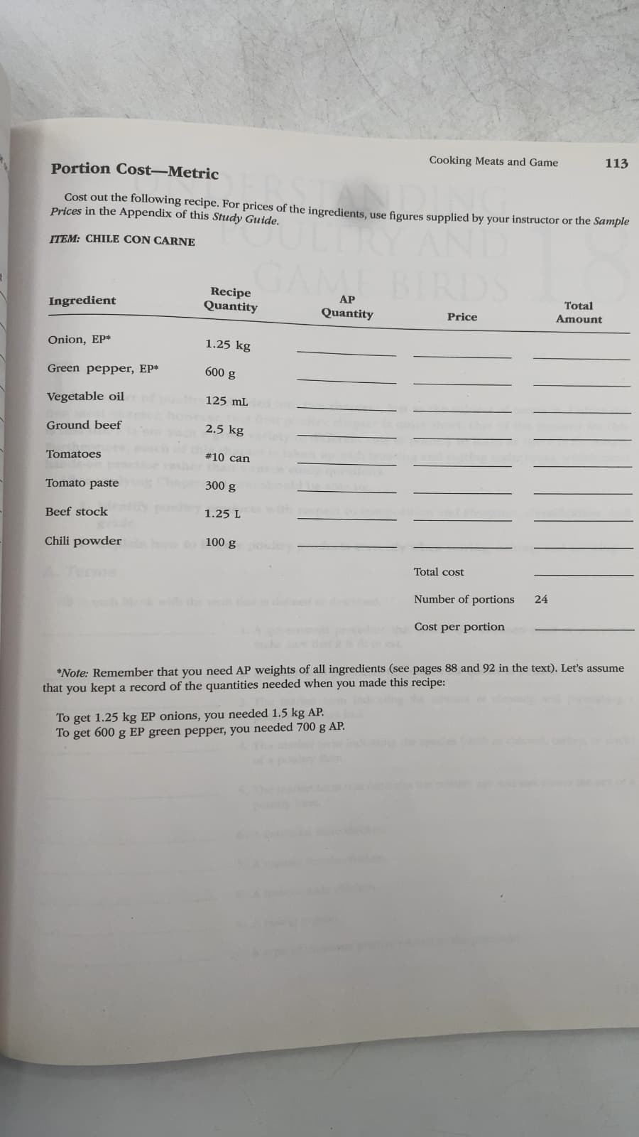 Study Guide to Accompany Professional Cooking, Ninth Edition by Wayne Gisslen - additional view