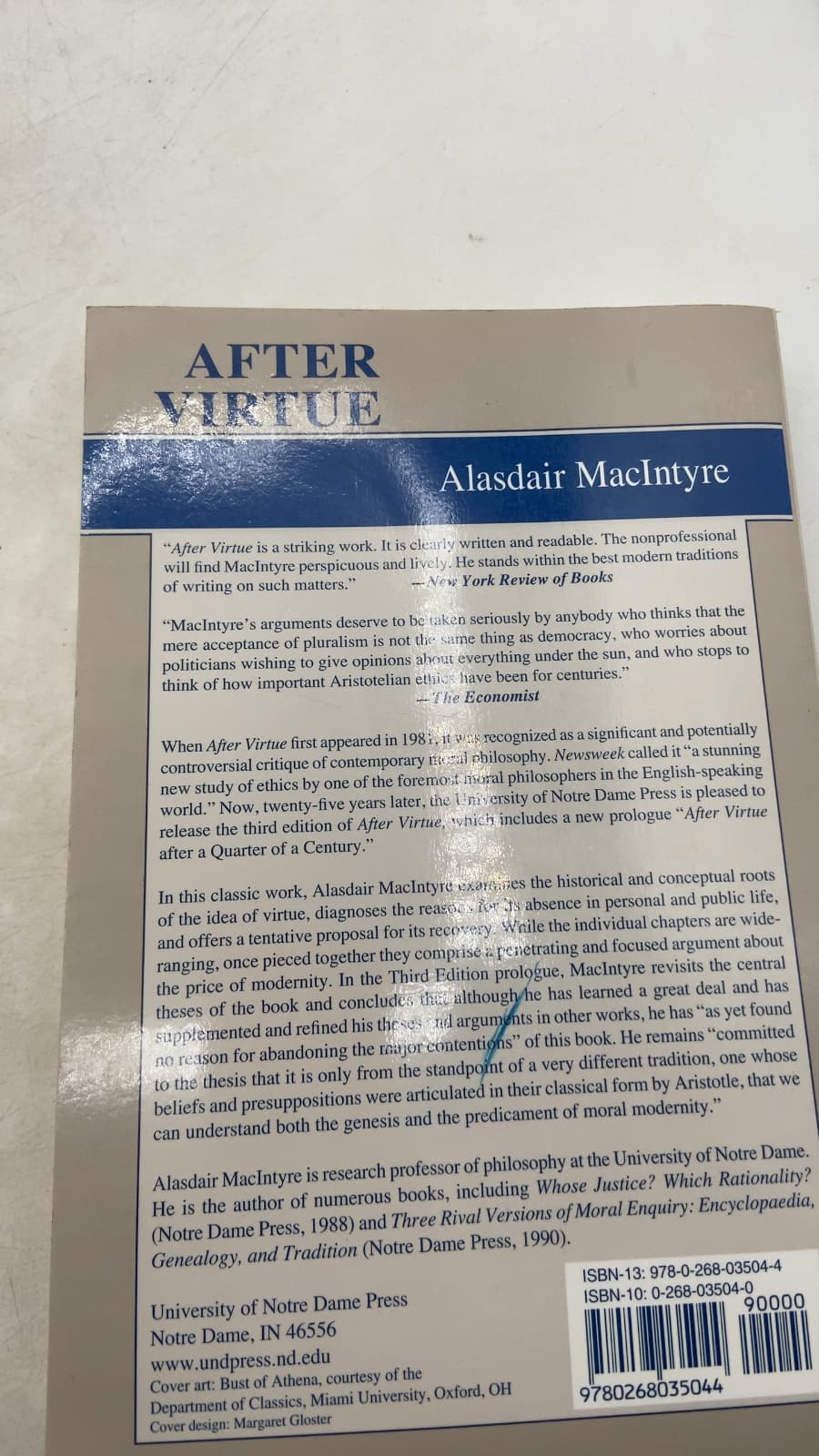 After Virtue: A Study in Moral Theory by Alasdair MacIntyre - additional view