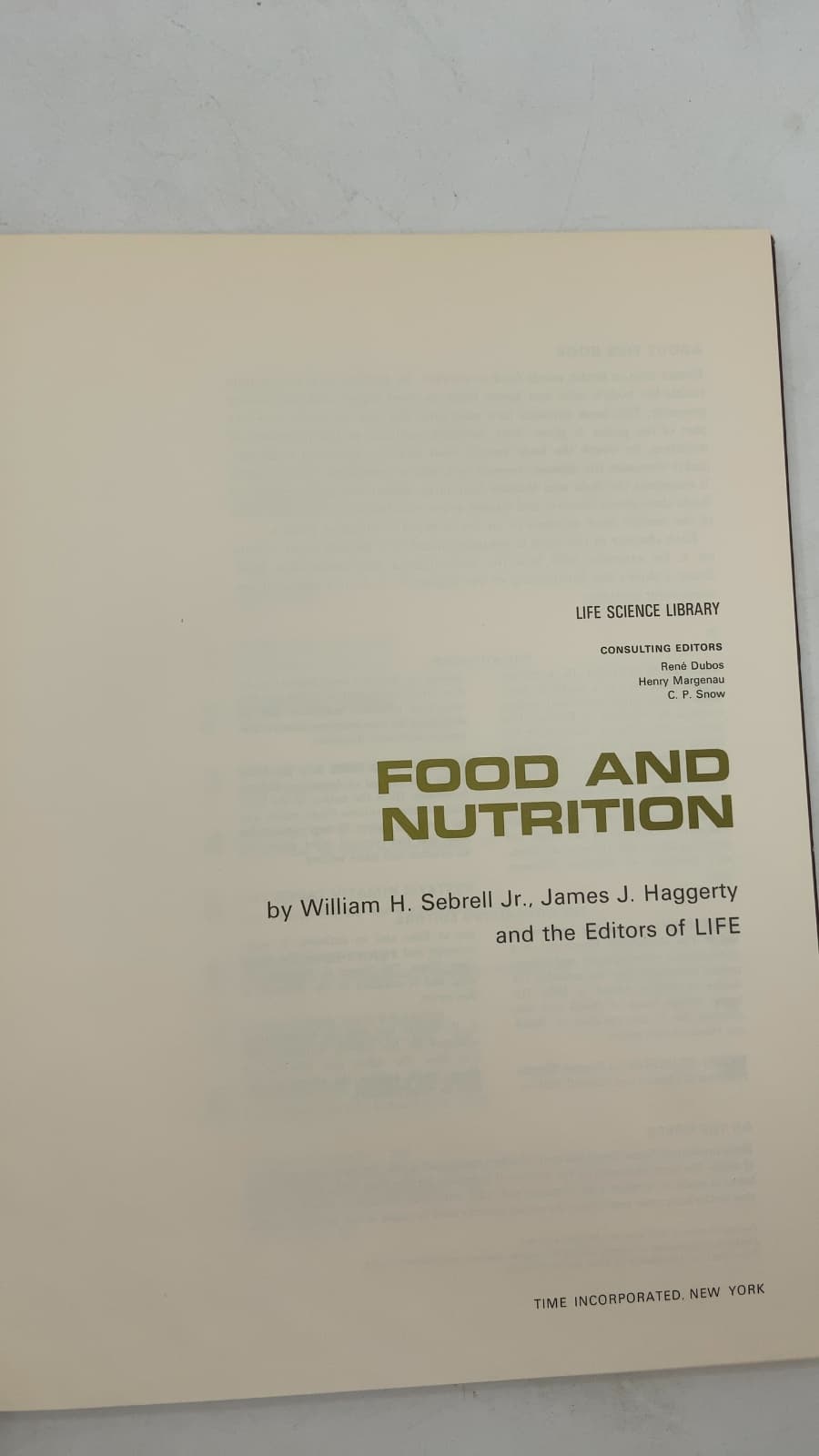 Food AND Nutrition by William H. Sebrell Jr., James J. Haggerty, and the Editors of LIFE - title page