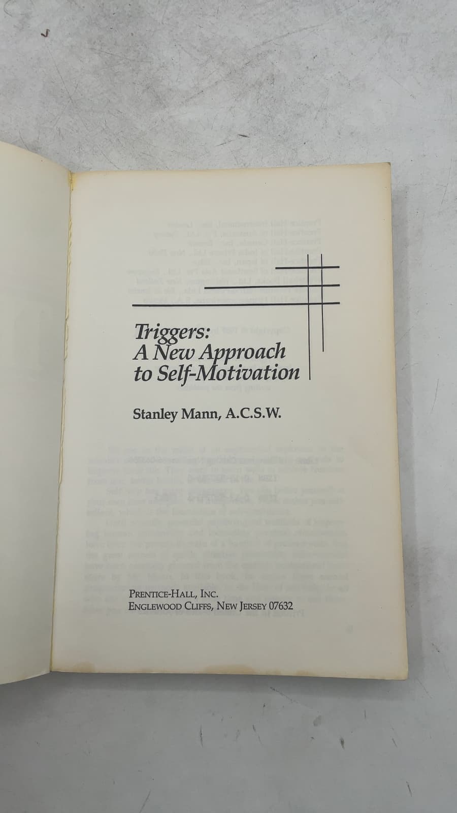 Triggers: A New Approach to Self-Motivation by Stanley Mann, A.C.S.W. - title page
