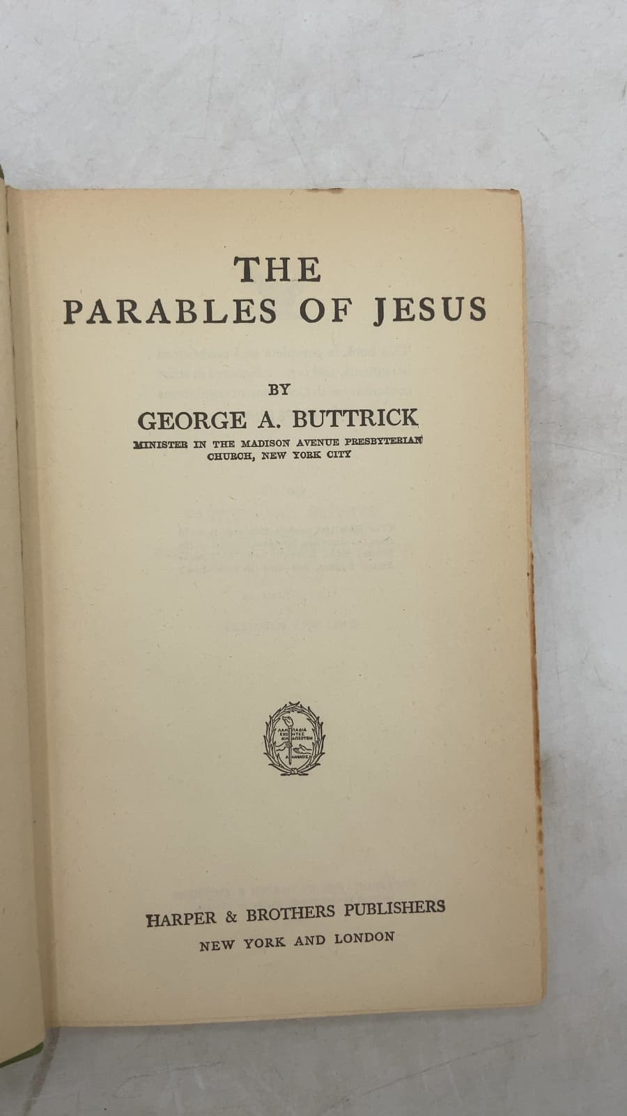 THE Parables OF Jesus by George A. Buttrick - title page