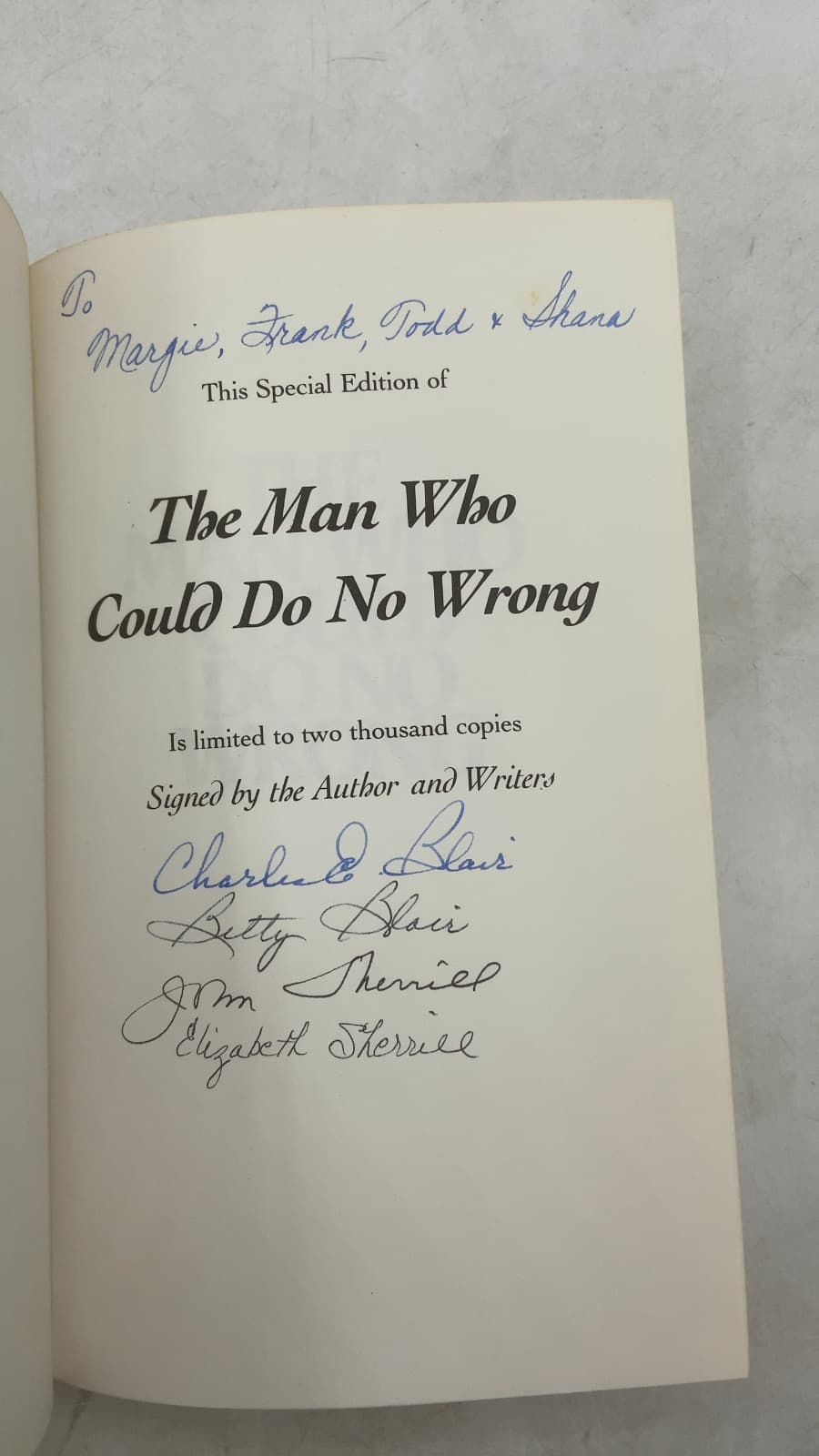 The Man Who Could Do No Wrong by Charles E. Blair with John and Elizabeth Sherrill - title page