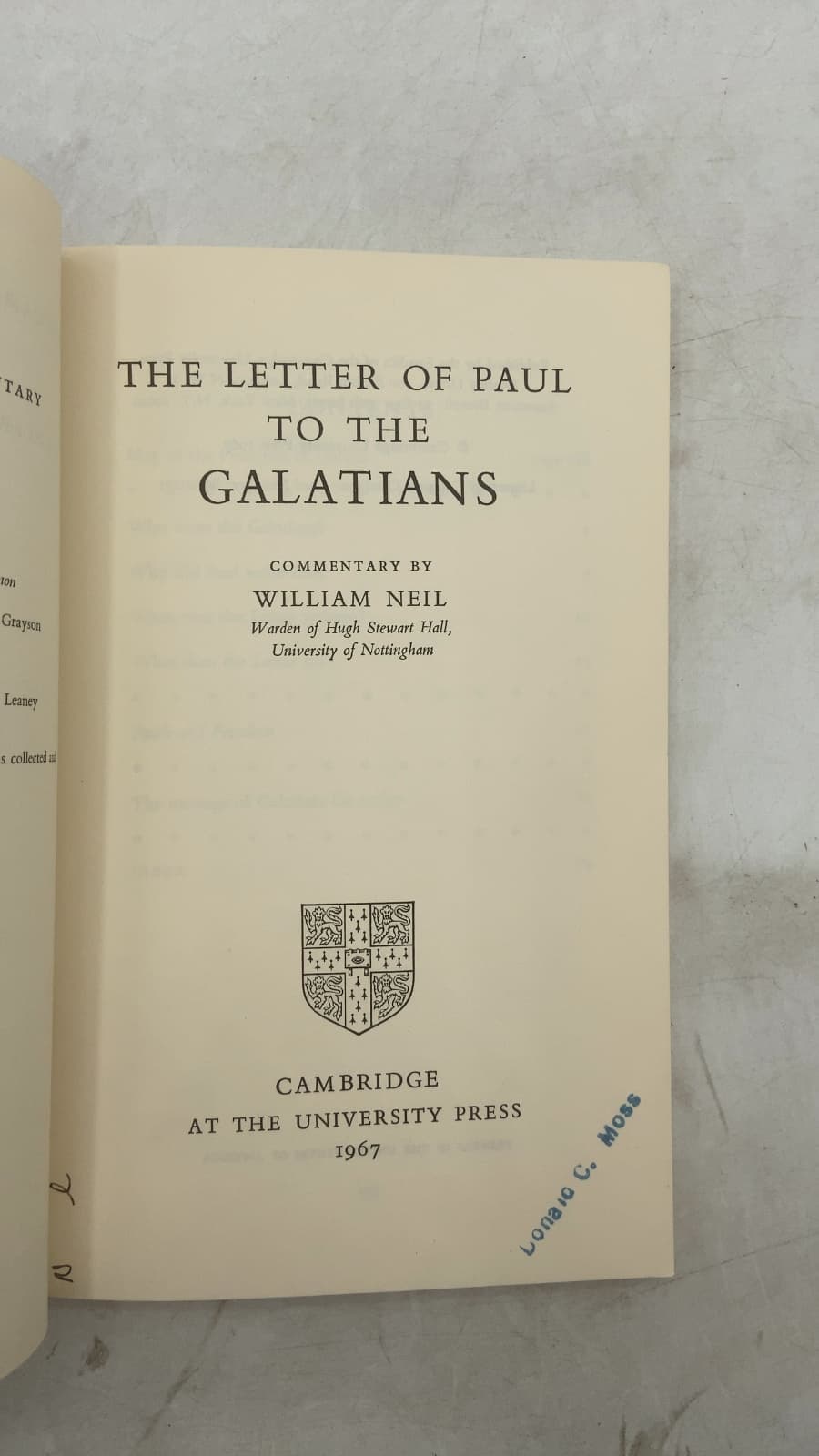 The Letter of Paul to the Galatians by William Neil - title page