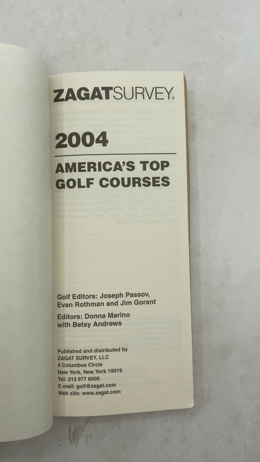 2004 America's Top Golf Courses by Joseph Passov, Evan Rothman, Jim Gorant - title page