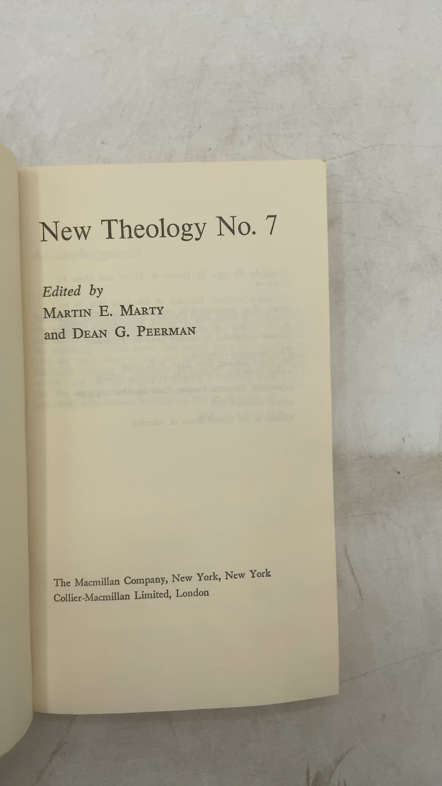 New Theology No. 7: The Recovery of Transcendence by Martin E. Marty and Dean G. Peerman - title page