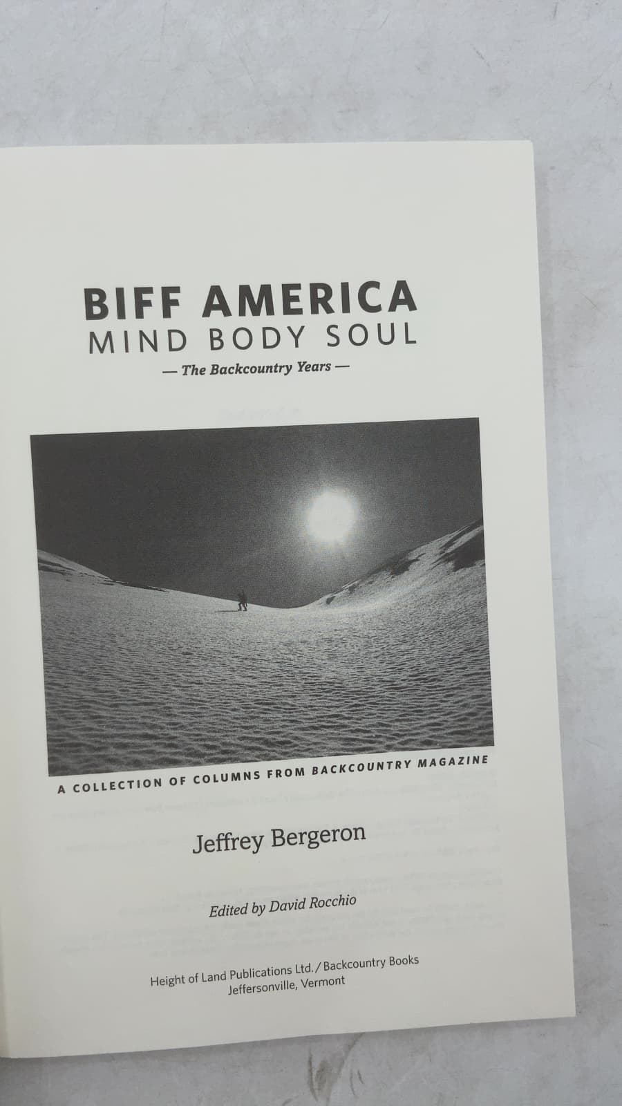 Biff America Mind Body Soul by Jeffrey Bergeron - title page