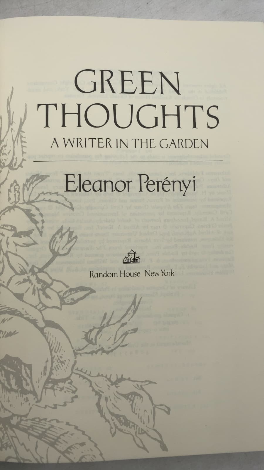 Green Thoughts: A Writer in the Garden by Eleanor Perényi - title page