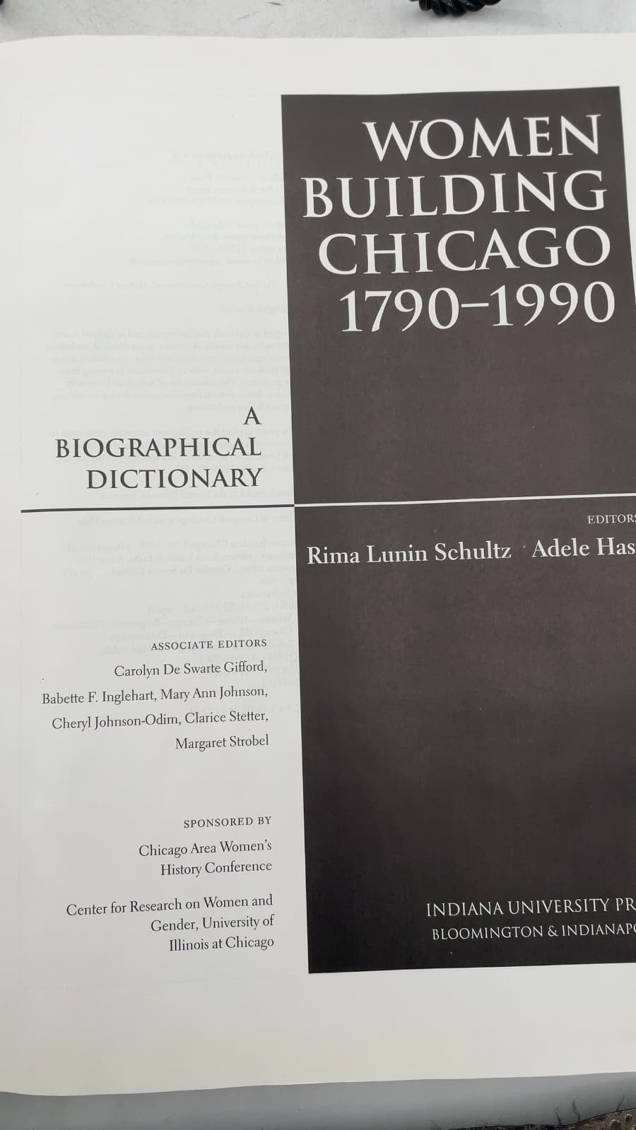 Women Building Chicago 1790-1990: A Biographical Dictionary by Rima Lunin Schultz, Adele Hast - title page