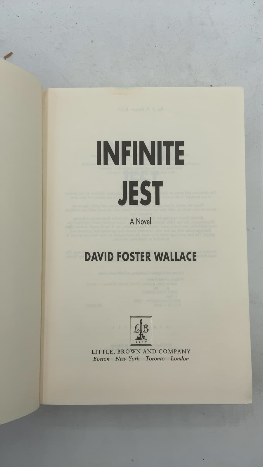 Infinite Jest by David Foster Wallace - title page