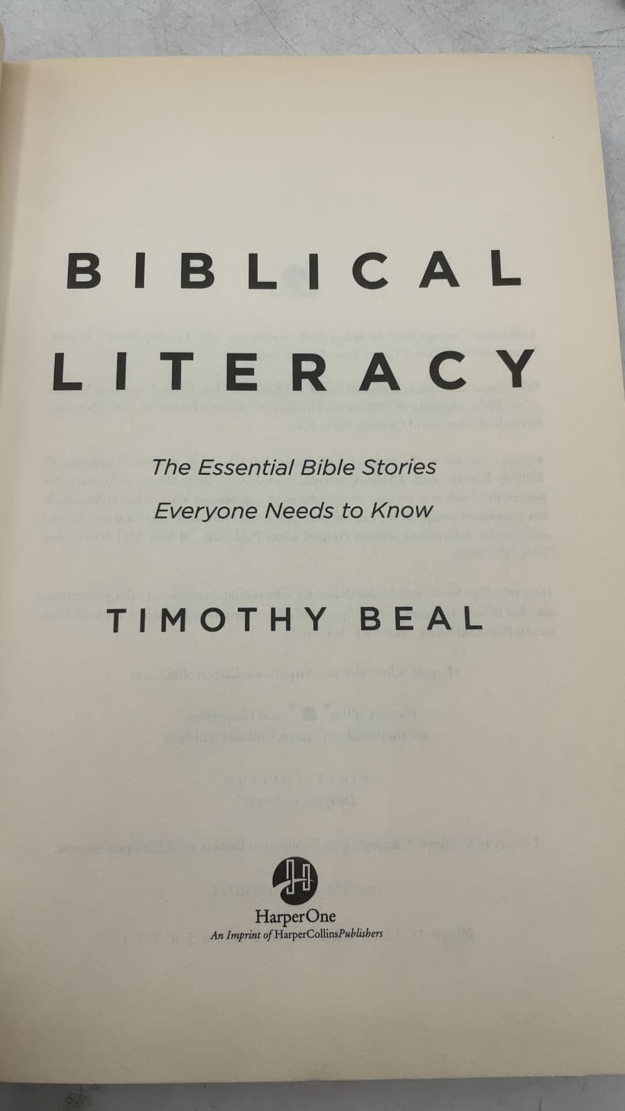 Biblical Literacy: The Essential Bible Stories Everyone Needs to Know by Timothy Beal - title page