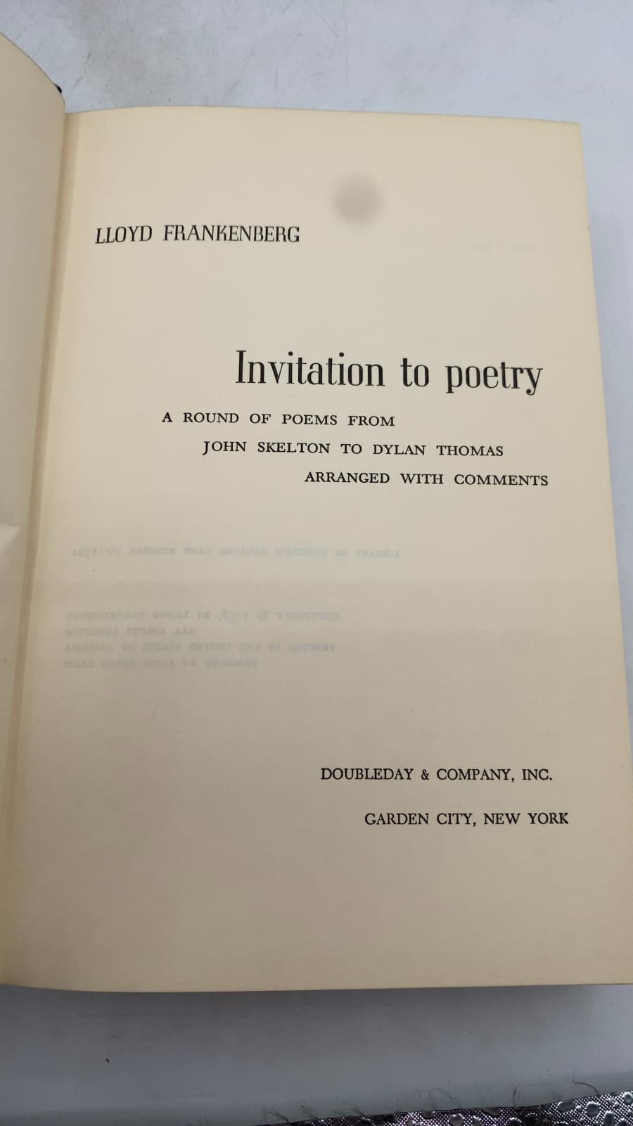 Invitation to Poetry: A Round of Poems from John Skelton to Dylan Thomas Arranged with Comments by Lloyd Frankenberg - title page